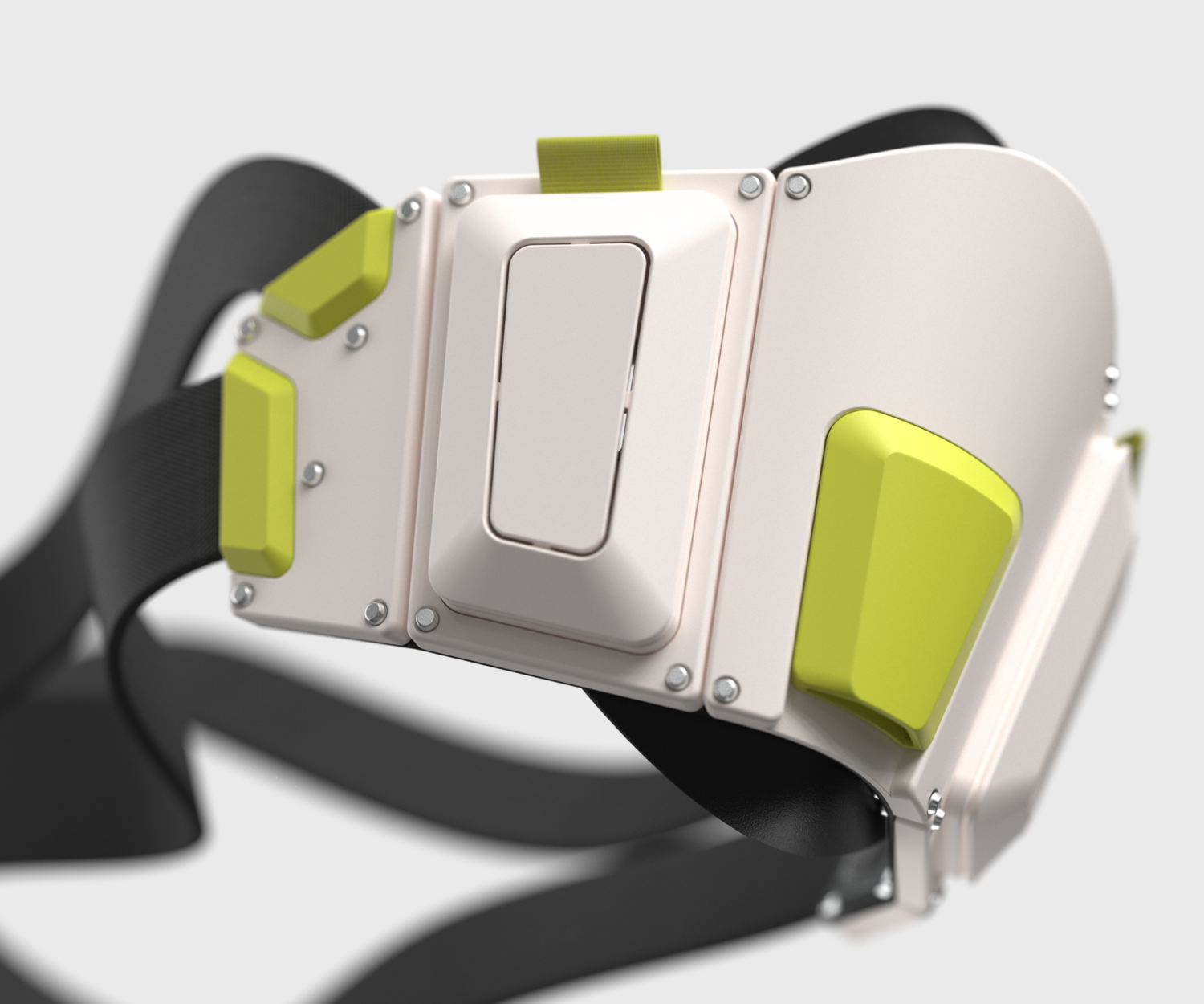 respiratory mask white, green with black straps